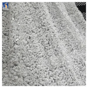 YX791-1 Full of 3mm Sequins Bright White Porcelain White Fabrics Stretch Sequin Fabric for Wedding Women's Dresses...