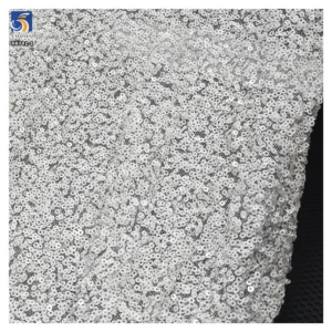 YX791-1 Full of 3mm Sequins Bright White Porcelain White Fabrics Stretch Sequin Fabric for Wedding Women's Dresses...