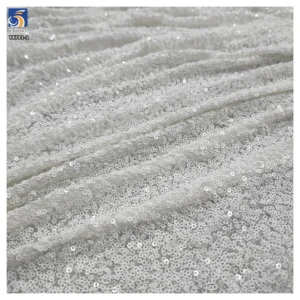 YX791-1 Full of 3mm Sequins Bright White Porcelain White Fabrics Stretch Sequin Fabric for Wedding Women's Dresses...