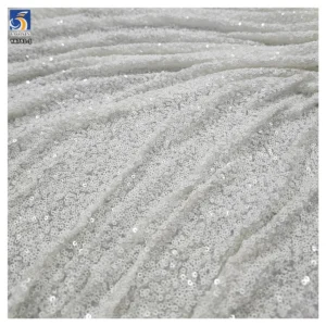 YX791-1 Full of 3mm Sequins Bright White Porcelain White Fabrics Stretch Sequin Fabric for Wedding Women's Dresses...