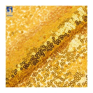 YX792 180gsm Non-Stretch 100 Polyester Gold and Silver Sequins Embroidery Mesh Net Fabric Dress Decorative Sequin Fabric...