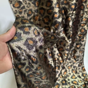 YX800 High Quality Women 150gsm Velvet Gold Foil Fabric 100% Polyester Leopard Pattern Print Fabric Sexy Dress - 100%...