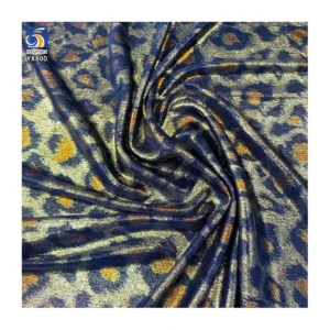 YX800 High Quality Women 150gsm Velvet Gold Foil Fabric 100% Polyester Leopard Pattern Print Fabric Sexy Dress - 100%...