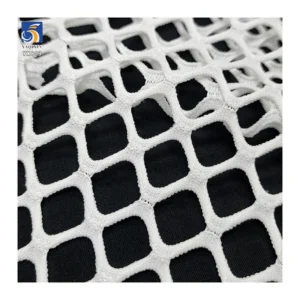 YX803 White 100% Polyester Large Diamond Grid Knitted Mesh Fabric Hollow Big Mesh Fabric for Large Size Bikini Swimsuit...