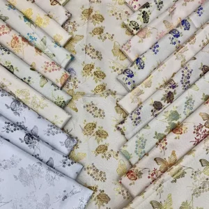YX814 200gsm Luxury Style 60% Polyester 40% Cotton Butterfly and Flower Design Jacquard Brocade Fabric for African Dress...