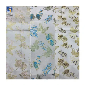 YX814 200gsm Luxury Style 60% Polyester 40% Cotton Butterfly and Flower Design Jacquard Brocade Fabric for African Dress...