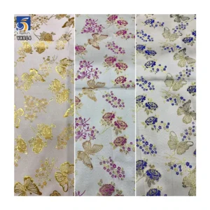 YX814 200gsm Luxury Style 60% Polyester 40% Cotton Butterfly and Flower Design Jacquard Brocade Fabric for African Dress...