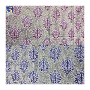 YX815 Custom Traditional Design Yarn-Dyed Gold Thread Leaves Jacquard African Nigerian Brocade Damask Fabric for Dress...