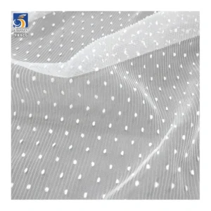 YX816 150CM Flocked Polka Dot 2mm Pleated Tulle Fabric White Striped Pleated Mesh Tulle Fabric for Women's Sleeve Skirt...