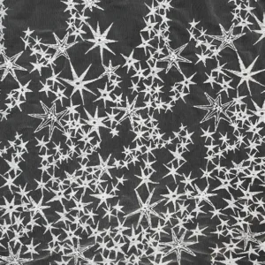 YX819 Popular Silver White Polyester Knitted Tulle Embroidered Star Fabric for Dresses Lace Home Textiles Clothing Stars...