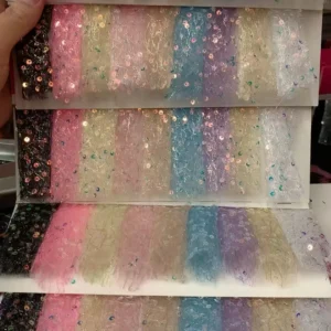 YX825 American Lolita Double Layer Polyester Mesh Embroidery Sequins Fabric Shiny for Clothing for Girls - 100% Polyester...