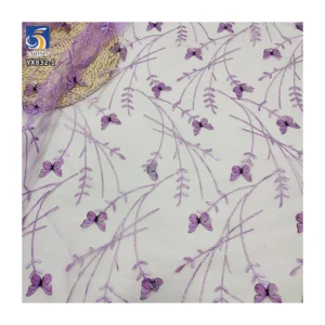 YX832-1 New Technology Print Knitted Mesh 3D Butterflies Embroidery Fabric for Beautiful Skirt Making for Girl and Women...