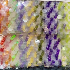 YX835 Customized 300gsm 9mm and 12mm Two-Color Sequin Mesh Lace Fabric for Women's Fashion Dress Sequins Fabrics - 100%...