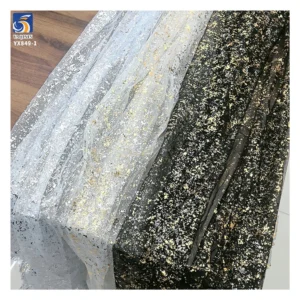 YX849-1 Children's Day Polyester Knit Foil Stamping Gold Shiny Glitter Mesh Tulle Fabric for Girls Short Tutu Skirts Fabrics...