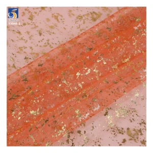 YX849-1 Children's Day Polyester Knit Foil Stamping Gold Shiny Glitter Mesh Tulle Fabric for Girls Short Tutu Skirts Fabrics...