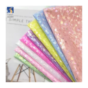 YX850 Weight 30gsm New Pattern Tulle Printing Fabric Cherry Glitter Foil Printing Mesh Tulle Fabrics for Girls Tutu Skirts...