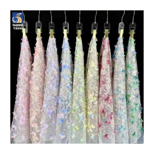 YX856 New Technology Digital Printing Colorful Gradient Butterflies 3D Mesh Tulle Fabric for Girls Embroidery Stage Tulle...