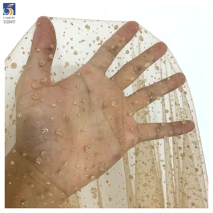 YX867 Plain Net 100% Polyester Sparkle Silver Glitter Dot Tulle Mesh Fabrics for Bridal Dress Veil Tulle Knitted - 100%...