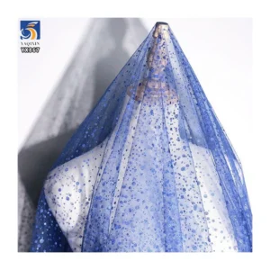 YX867 Plain Net 100% Polyester Sparkle Silver Glitter Dot Tulle Mesh Fabrics for Bridal Dress Veil Tulle Knitted - 100%...