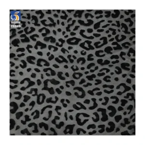 YX869-1 Popular Sexy Leopard Print Black Flocked Tulle Fabric Polyester Mesh Net Flocked Fabric for Underwear Socks - 100%...