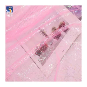 YX875 Laser Irregular Lines Customized Colorful Foil Printing Mesh Soft Fabric Spider Web Printed Tulle Fabric for Halloween...