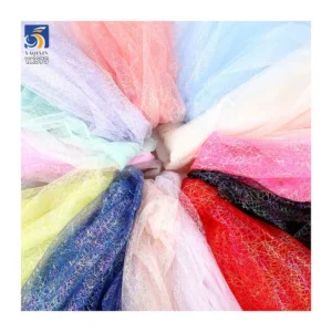 YX875 Laser Irregular Lines Customized Colorful Foil Printing Mesh Soft Fabric Spider Web Printed Tulle Fabric for Halloween...