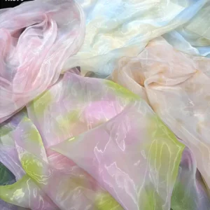 YX876 New Trend Woven Width 150cm 60gsm Digital Printing Tie-Dye Liquid Organza Fabric for Dress Polyester Puffy Skirt...