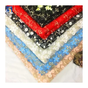 YX877 North America Wholesale High Quality Two Color Embroidery Tulle Fabric With Colorful Small Florals Mesh Dresses Fabric...