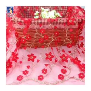 YX877 North America Wholesale High Quality Two Color Embroidery Tulle Fabric With Colorful Small Florals Mesh Dresses Fabric...