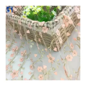 YX877 North America Wholesale High Quality Two Color Embroidery Tulle Fabric With Colorful Small Florals Mesh Dresses Fabric...