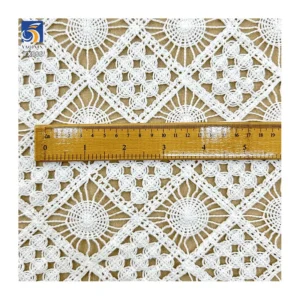 YX886 Customized Weight 150gsm Milk Silk Hollow Checkered Embroidery Water Soluble White Lace Fabric for Women's Shirt...