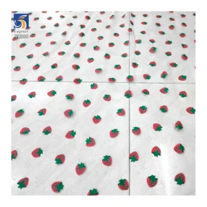 YX888 Summer Fruit Strawberry Print Fabric Polyester Tulle Mesh Strawberry Fabric for Clothing Skirt Little Girls 5 Yards...