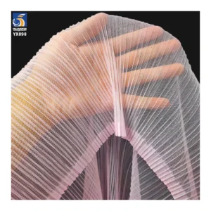 YX898 Cheap Wholesale Polyester Knit Pleat Fabric 2MM Small Size Pleated Mesh Tulle Fabric for Clothing Woman's - 100%...