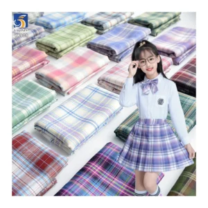 YX908 Wholesale Japanese School Uniform Skirt Fabric 180gsm Polyester Jk Yarn-Dyed Plaid Fabric for Students - 100%...