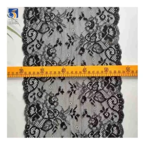 YX914 White Rose Flowers Knit Lace Trim 25cm Nylon Underwear Eyelash Lace Trim High Quality Wholesale - 100% Nylon, 25 CM...