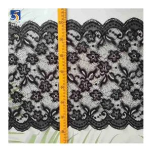 YX914 White Rose Flowers Knit Lace Trim 25cm Nylon Underwear Eyelash Lace Trim High Quality Wholesale - 100% Nylon, 25 CM...