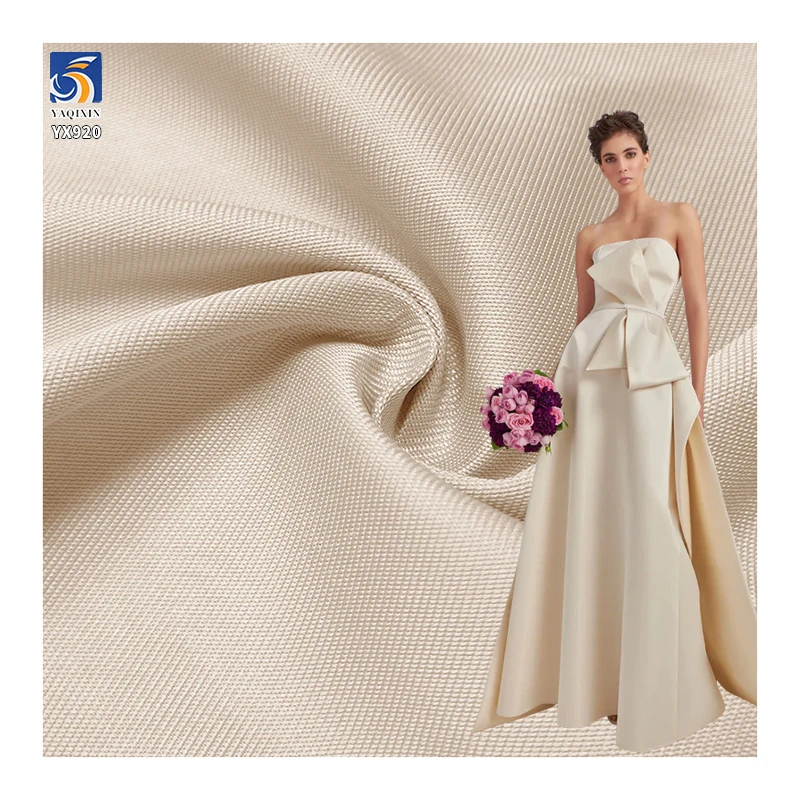 YX920 500D 270gsm 100% Polyester Non-Stretch Thickened Mikado Fabric Italian Mikado Satin Dresses Fabrics Custom - 100%...