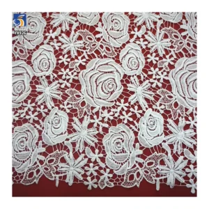 YX926 130gsm Purple Polyester Milk Silk Water-Soluble Embroidery Lace Fabric Flower Lace Fabrics for Woman Skirts - 100%...