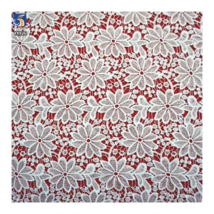 YX926 130gsm Purple Polyester Milk Silk Water-Soluble Embroidery Lace Fabric Flower Lace Fabrics for Woman Skirts - 100%...