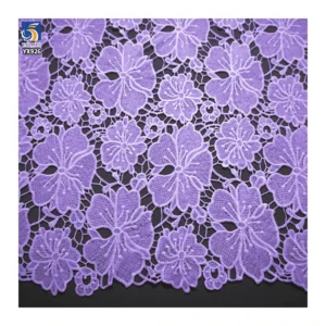 YX926 130gsm Purple Polyester Milk Silk Water-Soluble Embroidery Lace Fabric Flower Lace Fabrics for Woman Skirts - 100%...