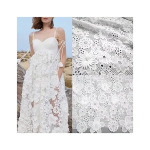 YX927 China Wholesale Embroidery White Lace Fabric 3D Decal Flower Water Soluble Nigerian Lace Blouse Fabrics - 100%...