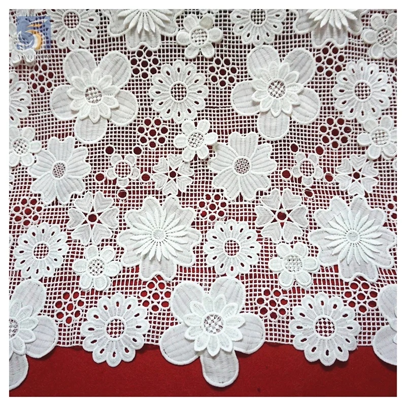 YX927 China Wholesale Embroidery White Lace Fabric 3D Decal Flower Water Soluble Nigerian Lace Blouse Fabrics - 100%...