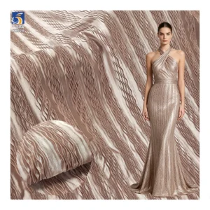YX928-1 2025 New Products Wavy Pleated Striped Satin Fabric European French Women High-End Party Skirt Satin Pleated Fabric...