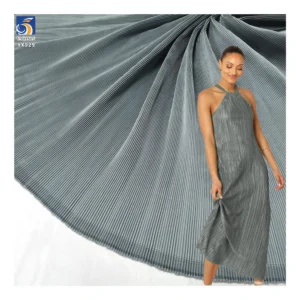 YX929 Minimum Order Quantity 5 Yards Polyester Smooth and Soft Satin Pleated Fabric Satin Pleated Dress Fabric for Women...