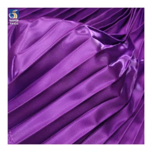 YX930 Hot Sale Purple 2CM Pleated Liquid Satin Fabric Accordion Wrinkle Pleated Polyester Satin Fabrics for Halloween - 100%...