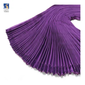 YX930 Hot Sale Purple 2CM Pleated Liquid Satin Fabric Accordion Wrinkle Pleated Polyester Satin Fabrics for Halloween - 100%...