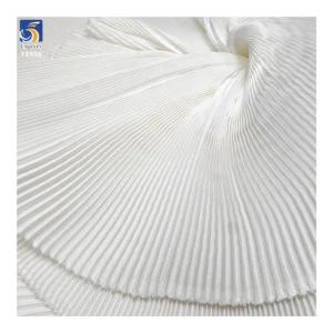 YX936 150cm Width 180gsm 1cm Satin Pleated Fabric Pure White 100% Polyester Liquid Satin Wedding Dress Fabric Textiles...