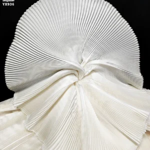 YX936 150cm Width 180gsm 1cm Satin Pleated Fabric Pure White 100% Polyester Liquid Satin Wedding Dress Fabric Textiles...