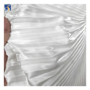 YX936 150cm Width 180gsm 1cm Satin Pleated Fabric Pure White 100% Polyester Liquid Satin Wedding Dress Fabric Textiles...