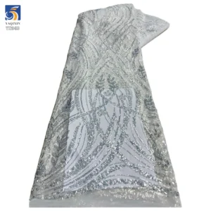 YX943 Customized Europe France Paris London Sequin Lace Fabric Glitter Sequin Shiny Lace Fabric for High-End Party Skirts...